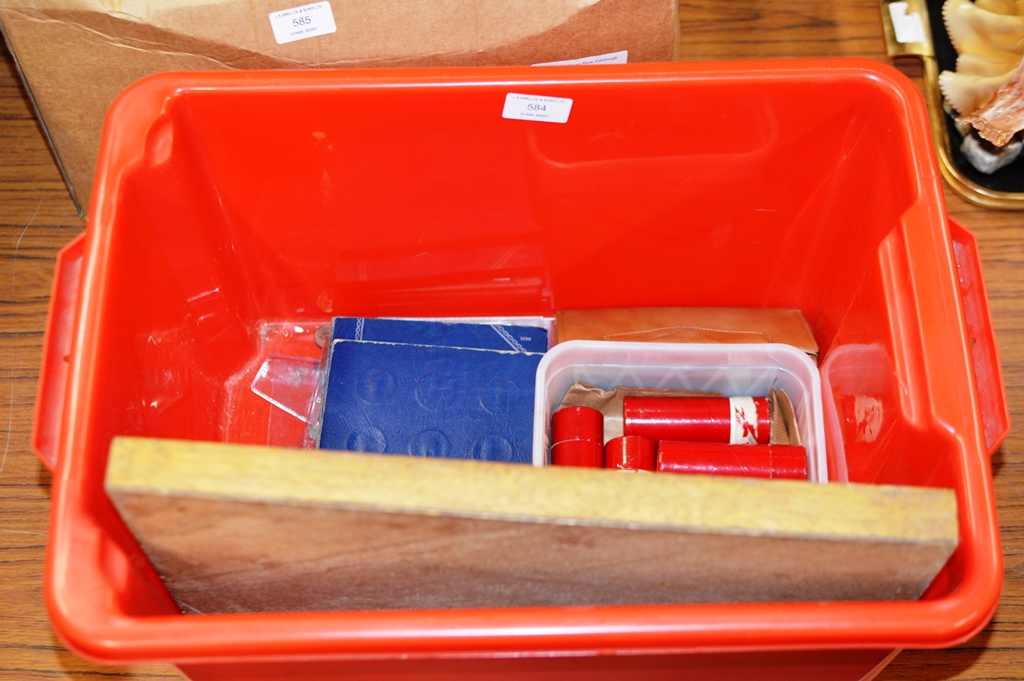 A BOX WITH ASSORTED COINAGE