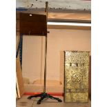 A BRASS FINISHED STICK STAND & A POLE MUSIC STAND