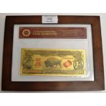 A FRAMED GOLD USA $10 NOTE
