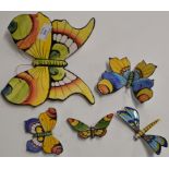 5 NOVELTY DECORATIVE PORCELAIN BUTTERFLY & DRAGONFLY DISPLAYS