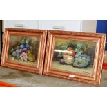 A PAIR OF GILT FRAMED OIL PAINTINGS - STILL LIFE SCENES