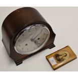 A MAUCHLINE WARE BURNS POETRY BOOK, TOGETHER WITH A SMITH'S OAK CASED STRIKING MANTLE CLOCK