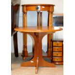 A MODERN TEAK FINISHED OCCASIONAL TABLE & 1 OTHER TABLE