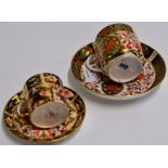 2 ROYAL CROWN DERBY IMARI PATTERN CABINET CUP & SAUCER SETS