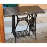 SINGER WROUGHT IRON SEWING MACHINE TABLE FRAME WITH MARBLE TOP