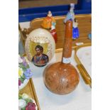 PAINTED OSTRICH EGG DISPLAY & SOUVENIR DECANTER