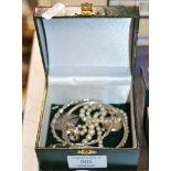 BOX WITH SILVER PENDANTS, SILVER DRESS RINGS, SILVER BANGLES ETC
