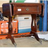 REPRODUCTION MAHOGANY DROP LEAF TABLE WITH SINGLE DRAWER