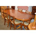 REPRODUCTION YEW WOOD DINING TABLE WITH 6 CHAIRS