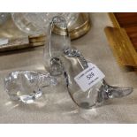 3 VARIOUS GLASS ANIMAL ORNAMENTS