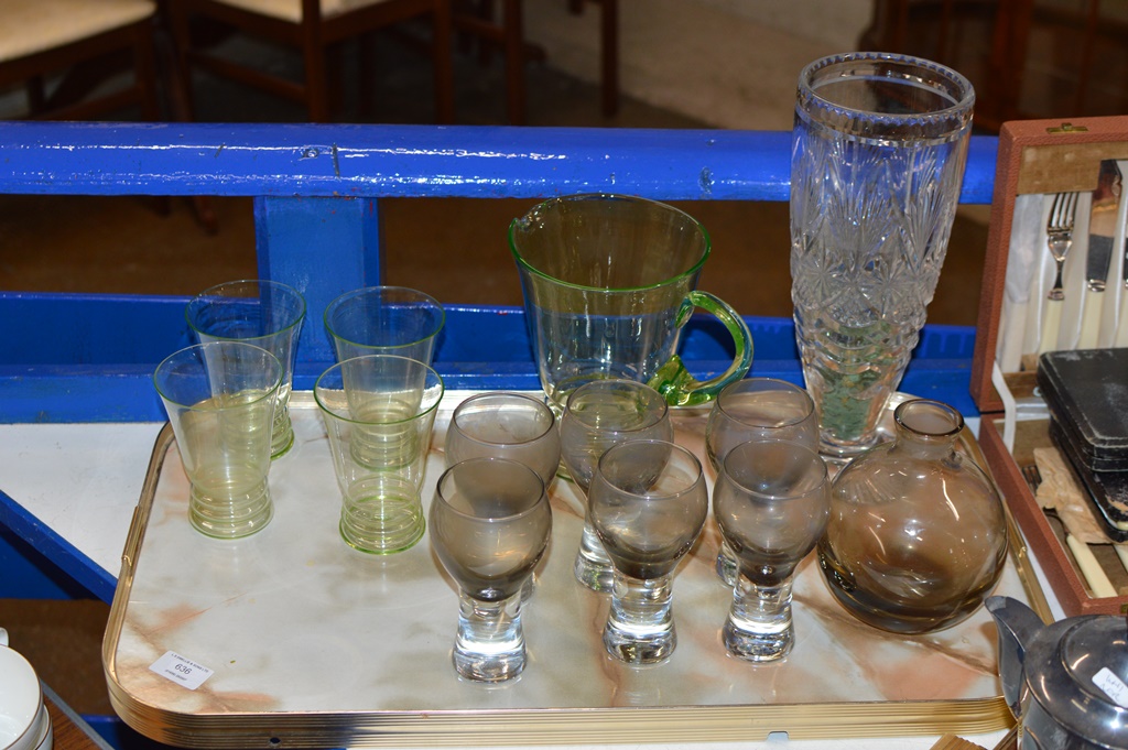 TRAY WITH ASSORTED GLASS WARE