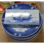 6 COPENHAGEN DISPLAY PLATES & SMALL DELFT PANEL