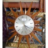 STARBURST CLOCK, BRASS FRAMED MIRROR