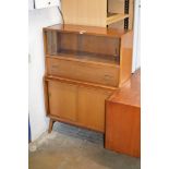 TEAK GLASS FRONTED BUREAU BOOKCASE