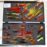 FLY BOX WITH ASSORTED SALMON FLY FISHING FLIES