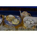 TRAY WITH WINTON HAND PAINTED LIDDED TEA POT, PARAGON CABINET CUP & SAUCER, TRIO SET, JAPANESE