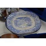 3 VARIOUS BLUE & WHITE PLATTERS