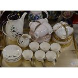 TRAY CONTAINING VARIOUS PART TEA & COFFEE SETS, ROYAL DOULTON, CLARE ETC