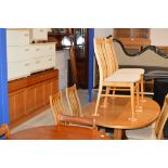 8 PIECE TEAK DINING ROOM SET COMPRISING SIDEBOARD, TABLE & 6 CHAIRS