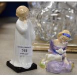 2 SMALL ROYAL DOULTON FIGURINE ORNAMENTS - MARY HAD A LITTLE LAMB & 1 OTHER