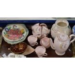 TRAY CONTAINING PART SET OF TUSCAN COFFEE WARE, MALING VASE, MALING DISH, CARLTON BOWL ETC