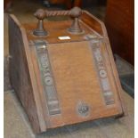 OAK FLIP TOP COAL SCUTTLE