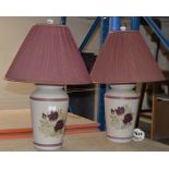 PAIR OF LARGE POTTERY TABLE LAMPS WITH SHADES