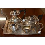 4 PIECE E.P.N.S. TEA SERVICE & SERVING TRAY