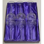 BOXED SET OF 6 WATFORD CRYSTAL STEM WINE GLASSES