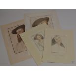 GROUP OF 4 UNFRAMED COLOURED ETCHINGS BY F. BARTOLLOZZI, R.A.