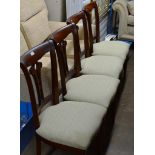 SET OF 4 MODERN MAHOGANY FINISHED CHAIRS WITH PADDED SEATS