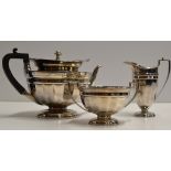 3 PIECE SILVER PLATED TEA SERVICE BY J. DUNCAN, PAISLEY, COMPRISING LIDDED TEAPOT, TWIN HANDLED