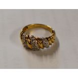 9 CARAT GOLD DIAMOND CHIP DRESS RING - APPROXIMATE WEIGHT = 3.1 GRAMS