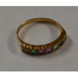 9 CARAT GOLD PRECIOUS STONE ETERNITY RING - APPROXIMATE WEIGHT = 2 GRAMS