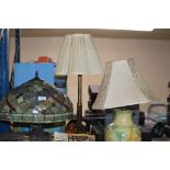 DECORATIVE TIFFANY STYLE LAMP WITH SHADE & 2 OTHER LAMPS