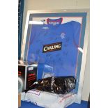 2007 SEASON SIGNED RANGERS SHIRT TOGETHER WITH QUANTITY OF RANGERS PROGRAMS & BOOKS, RANGERS MUGS