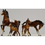 GROUP OF 4 BESWICK PORCELAIN HORSE & FOAL ORNAMENTS