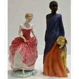 8½" ROYAL DOULTON PORCELAIN FIGURINE ORNAMENT "SUMMER'S DAY" HN3378, TOGETHER WITH A SOUL JOURNEYS