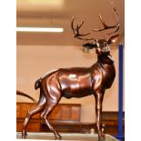 LARGE CONTEMPORARY BRONZE FINISHED STAG DISPLAY