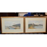 PAIR OF 9½" X 17¼" GILT FRAMED WATERCOLOURS - SCOTTISH LANDSCAPES, BY INGLIS WEIR