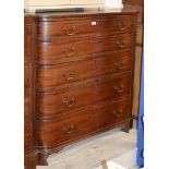 VICTORIAN MAHOGANY BOW FRONTED 5 DRAWER CHEST