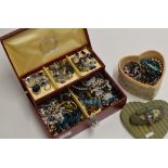 2 BOXES WITH ASSORTED COSTUME JEWELLERY