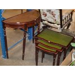 NEST OF 3 TABLES & HALF MOON TABLE