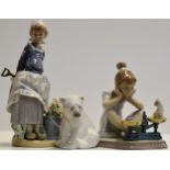 GROUP OF 3 LLADRO PORCELAIN FIGURINE ORNAMENTS - HOW YOU'VE GROWN 5474, ALDEANA CUBOS DE FLORES 5671