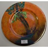 11" DIAMETER CARLTON WARE ART DECO "RABBITS AT DUSK" PATTERN CABINET PLATE