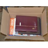 BOX WITH ASSORTED ALBUMS OF STAMPS, NEW ZEALAND, RUSSIA, UNITED NATIONS ETC & VARIOUS STAMP BOOKS