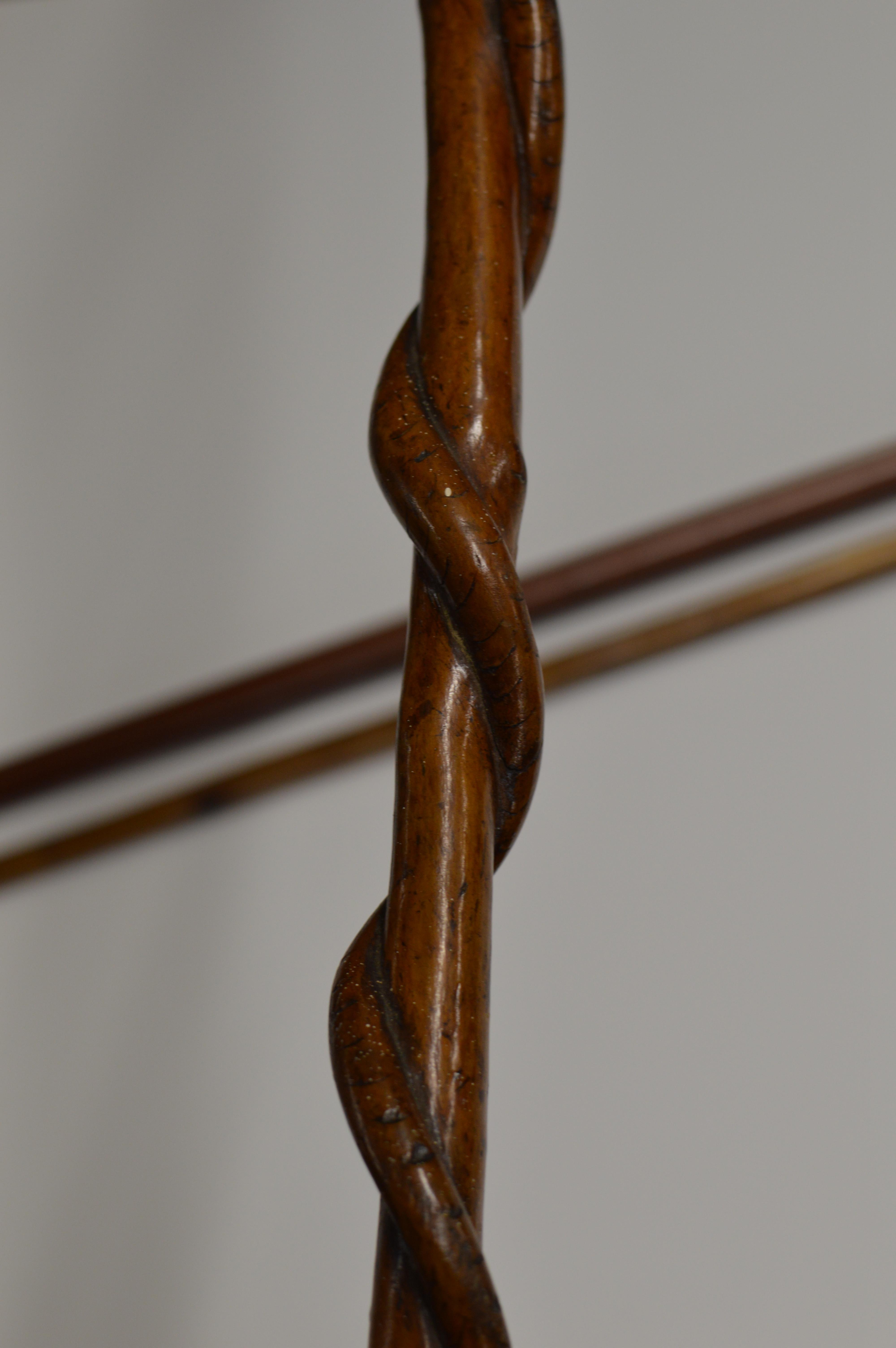 34½" OLD CARVED WOODEN WALKING STICK WITH THE HANDLE MODELLED AS A FEMALE FIGURE WITH OTHER - Image 7 of 8