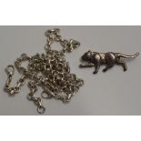 A STERLING SILVER BROOCH PIN MODELLED AS A BIG CAT, TOGETHER WITH A TIFFANY & CO STERLING SILVER