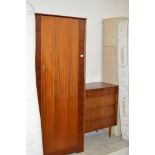 TEAK SINGLE DOOR WARDROBE WITH MATCHING 4 DRAWER CHEST