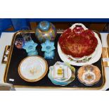 TRAY CONTAINING NORITAKE GINGER JAR, COALPORT PLATE, 2 NORITAKE BOWLS ETC